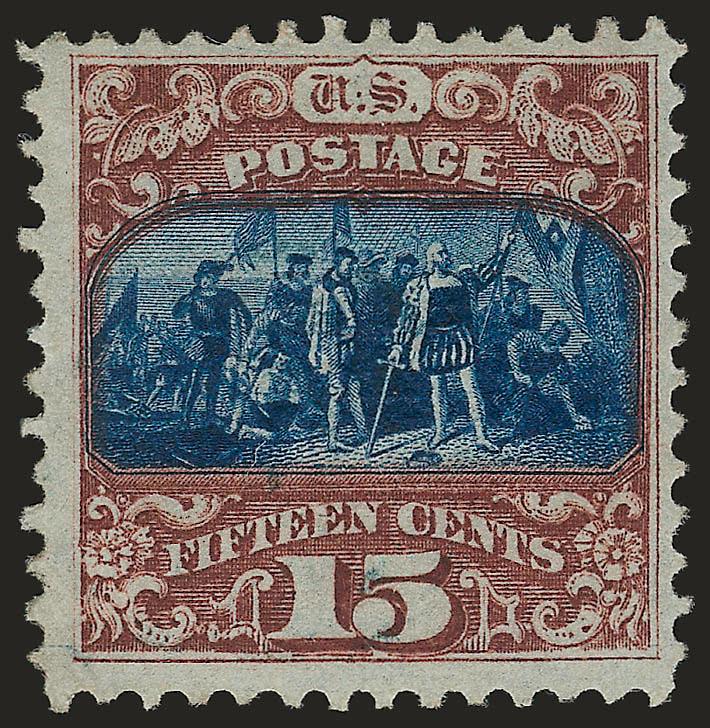 15c Brown & Blue, Ty. II (119).> Traces of original gum, intense colors and proof-like impressions, Very Fine example of this issue, with 1989 P.F. certificate