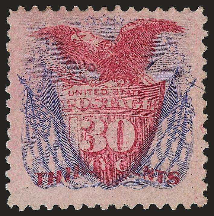 30c Ultramarine & Carmine (121).> Unused (regummed), bright colors with the vignette showing an unusual wash, Very Fine, with 2004 P.S.E. certificate