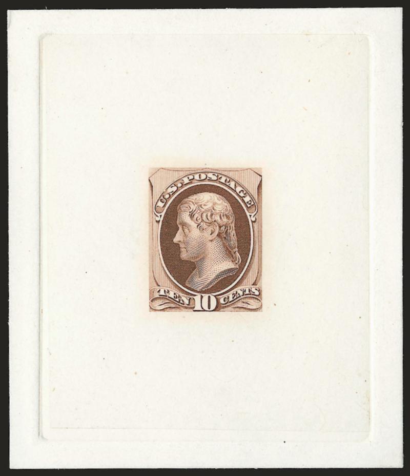 1c-90c 1870-71 National Bank Note Co., Large Die Proofs on Card (145P1-155P1).> On approximately 72 x 84mm cards with full die sinkage, few light toned specks here and there, Very Fine set