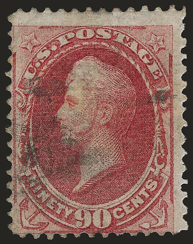 90c Carmine, Grill (144).> H. Grill, rich color, cork cancel, few flaws incl. tiny tear, thin and crease, reperfed at right, almost Fine, with 2004 A.P.S. certificate noting only thin and crease