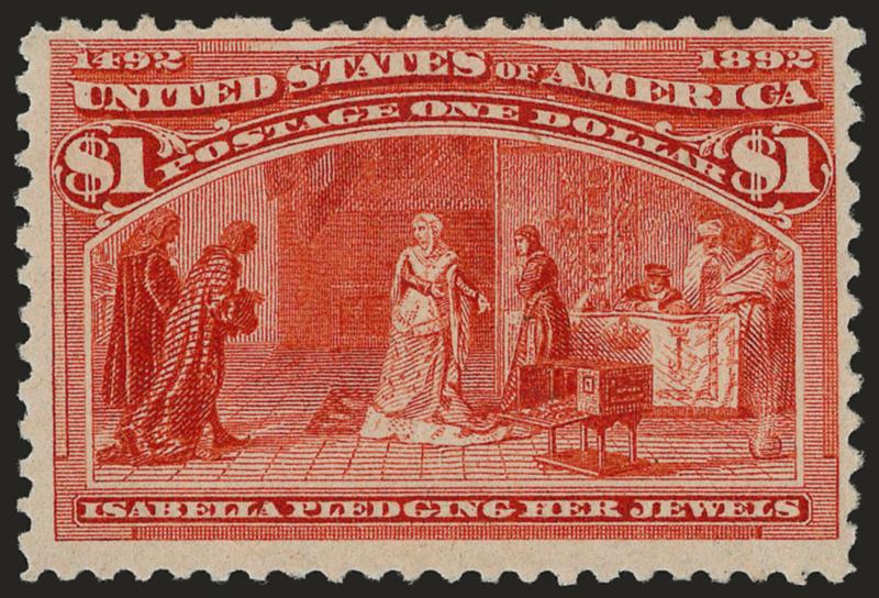 $1.00 Columbian (241).> Original gum, single hinge mark, rich color, small natural inclusion not mentioned on accompanying certificate, Fine, with 2004 P.S.E. certificate
