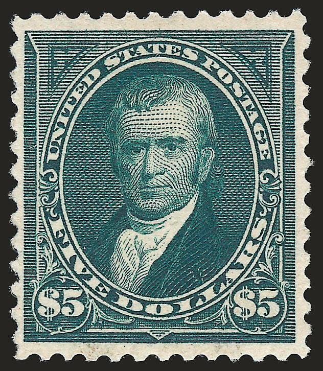 $5.00 Dark Green (263).> Unused (regummed), deep rich color and proof-like impression, reperfed, Very Fine appearance