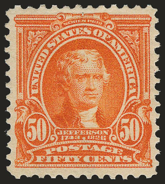 50c Orange (310).> Single hinge mark, intense shade and impression, Very Fine and choice, with 1998 P.F. certificate
