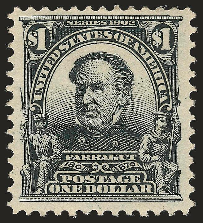 $1.00 Black (311).> Deep shade and proof-like impression, three enormous margins, Very Fine and choice, with 2005 A.P.S. certificate