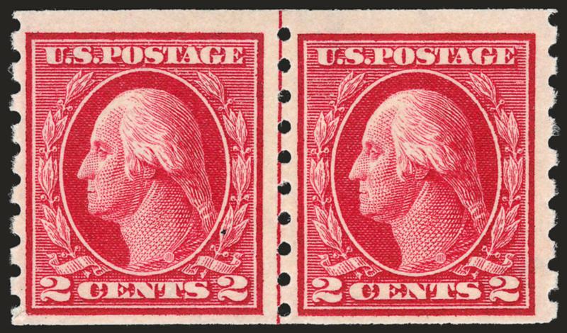 1c-2c 1912 Coils (410-413).> Guide line pairs, first three Mint N.H., rich colors, Fine-Very Fine, three with 2005 P.F. and P.S.E. certificates