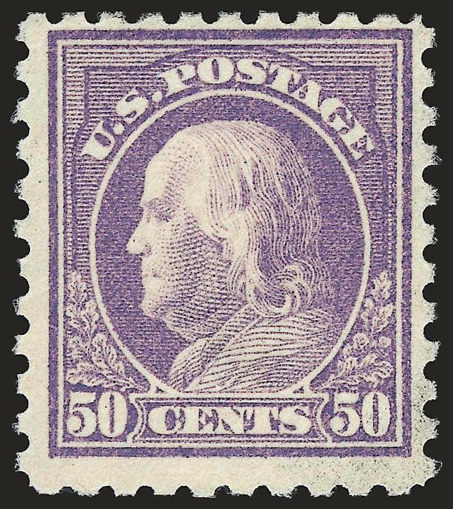 50c Light Violet (477).> Barely hinged, radiant color, trivial soiling at bottom right corner mentioned on accompanying certificate and which we feel is unduly harsh, otherwise Fine, with 2005 P.S.E.
certificate