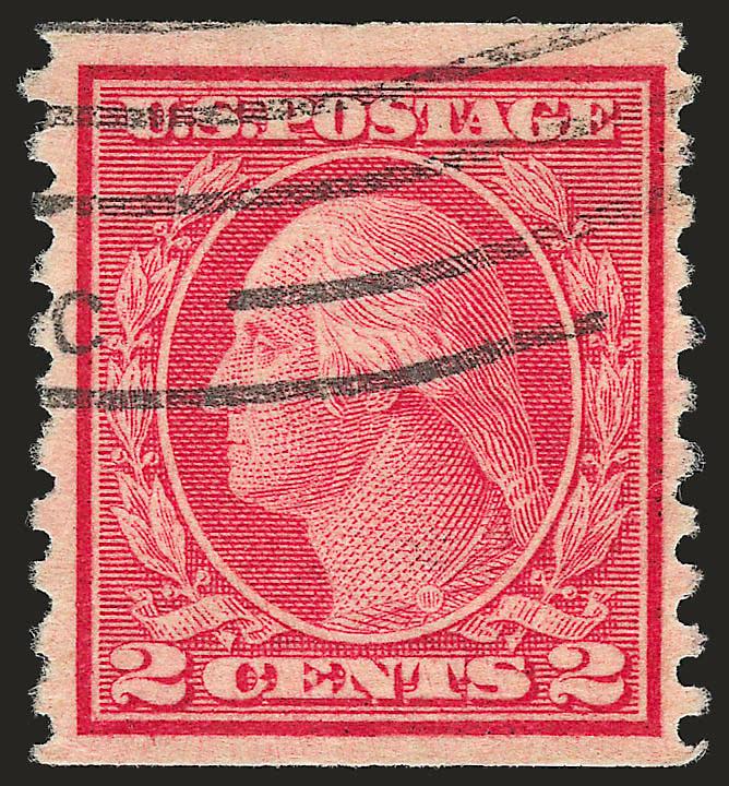 2c Carmine, Ty. II, Coil (491).> Brilliant color, neat wavy-lines cancel, Very Fine and choice, with 2005 P.F. certificate