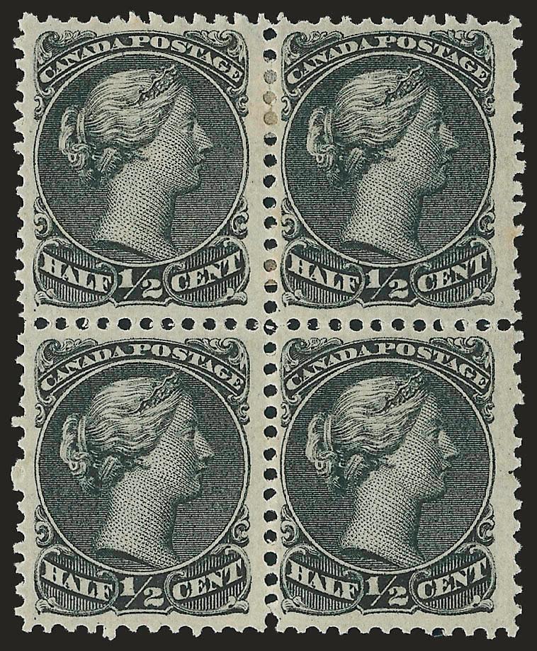 1868, -12c Black, Perf 12 (21).> Block of four, original gum, <bottom pair Mint N.H.,> attractively centered, Fine-Very Fine, Scott Retail as four hinged singles