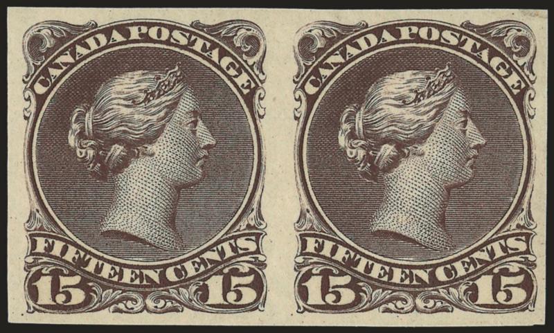1890, 15c Gray Violet, Imperforate Pair (29d).> Horizontal pair, original gum, lightly hinged, large even margins, Extremely Fine
