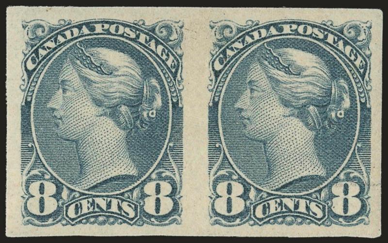 1893, 8c Gray, Imperforate Pair (44d).> Horizontal pair, original gum, beautiful large to huge margins, fresh, Extremely Fine