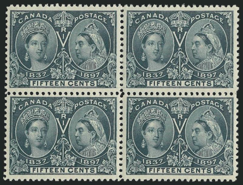 1897, 15c Jubilee (58 SG 132).> Original gum block of four, very lightly hinged, bottom pair appears Mint N.H., Very Fine, top right especially nice