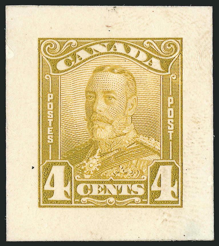 1928-29, 1c Orange, 4c Olive Bister, Die Proofs (149P, 152P).> Each approximately 26 x 30 mm, mounting thins on back, Extremely Fine appearance, rare