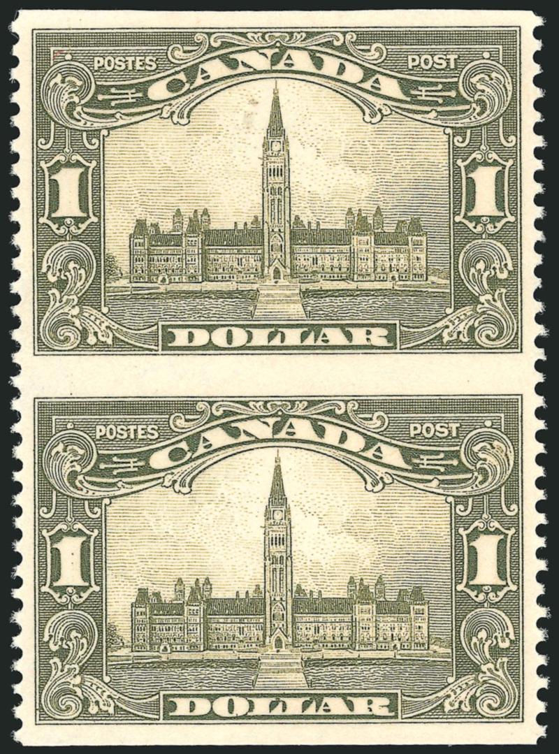 1928-29, 1c-$1.00 Commemoratives, Vertical Pairs, Imperforate Horizontally (Unitrade 149ii-159ii).> Mint N.H. set, large margins, rich colors, Very Fine and choice, unlisted in Scott, Unitrade
value