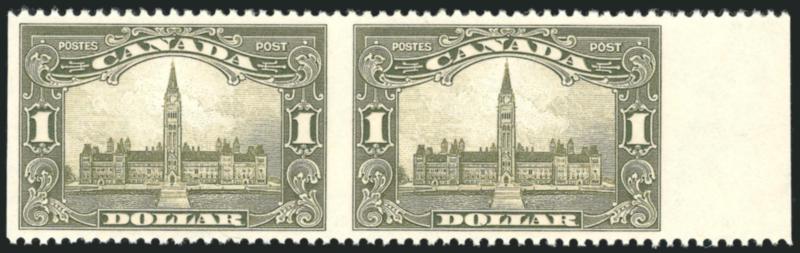 1928-29, 1c-$1.00 Commemoratives, Horizontal Pairs, Imperforate Vertically (Unitrade 149i-159i).> Mint N.H., 3c, 12c, 20c and $1.00 with sheet margin at side, 1c and 3c sheet margin at top, large margins, Very
Fine and choice, scarce set, unlisted in