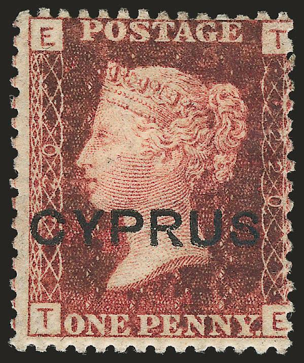 CYPRUS, 1880, 1p Red, Plate 220 (2 SG 2).> Original gum, h.r., Fine, Scott Retail $550.00, SG value