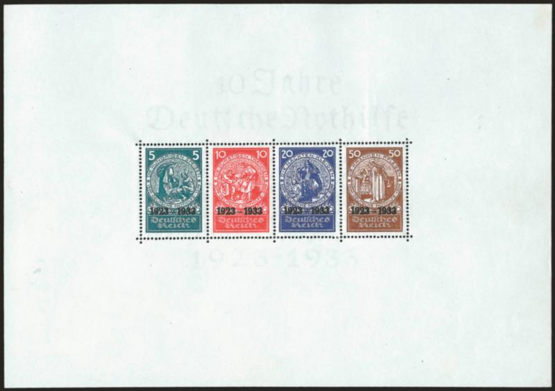 GERMANY, 1933, Nothilfe souvenir Sheet (B58 Michel Block 2).> Mint N.H., tiny translucency in extreme left margin, otherwise Extremely Fine, Michel 7,000 Euros