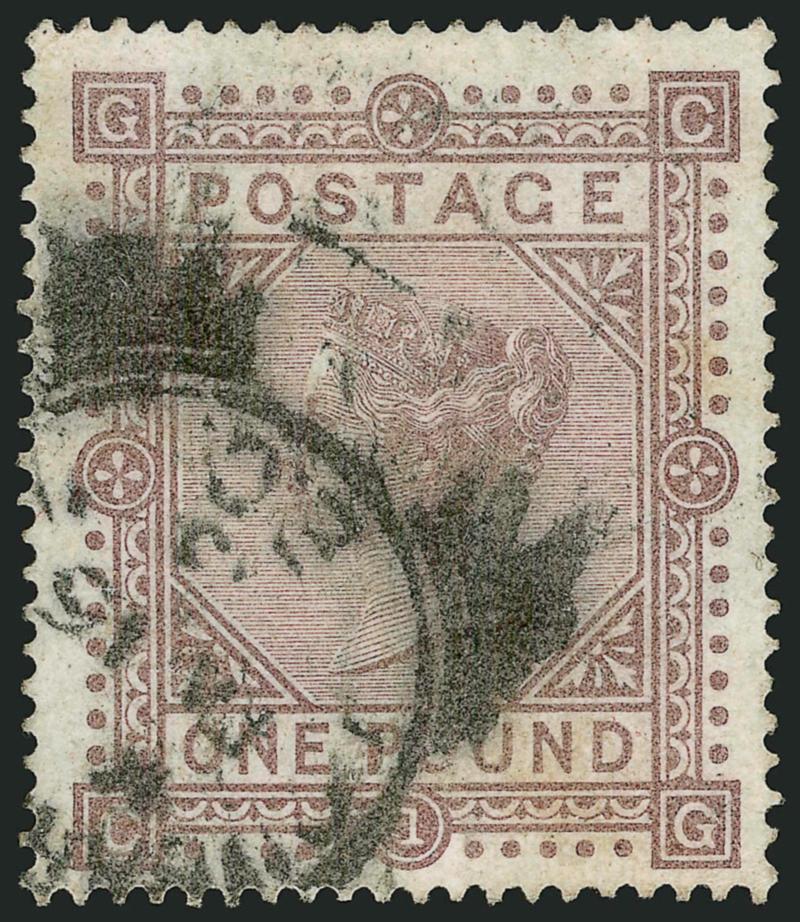 1882, £1 Brown Lilac on White Paper (92a).> Well-centered, slightly smudgy circular datestamp, Very Fine, SG £6,500