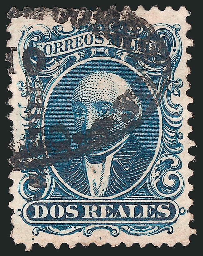 MEXICO,1864, 2r Blue (15).> Saltillo district name, oval town cancel, h.r., and single sort perf., otherwise, Very Fine