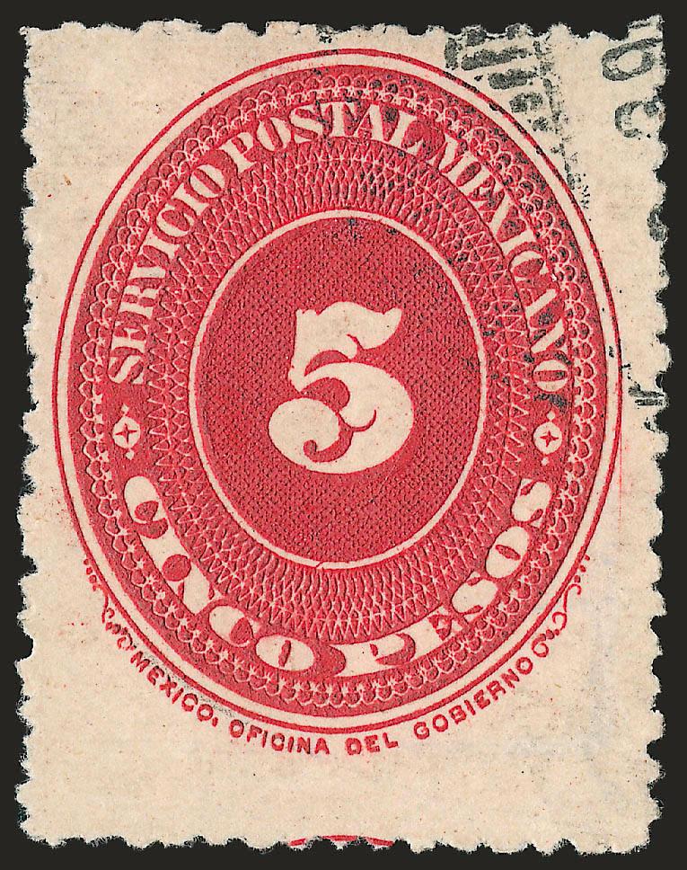 MEXICO, 1892, 5p Carmine (228).> Fairly light corner cancel, Very Fine