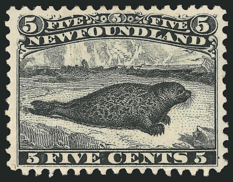 NEWFOUNDLAND, 1868, 5c Black (26).> Original gum, fairly lightly hinged, beautifully centered, Extremely Fine