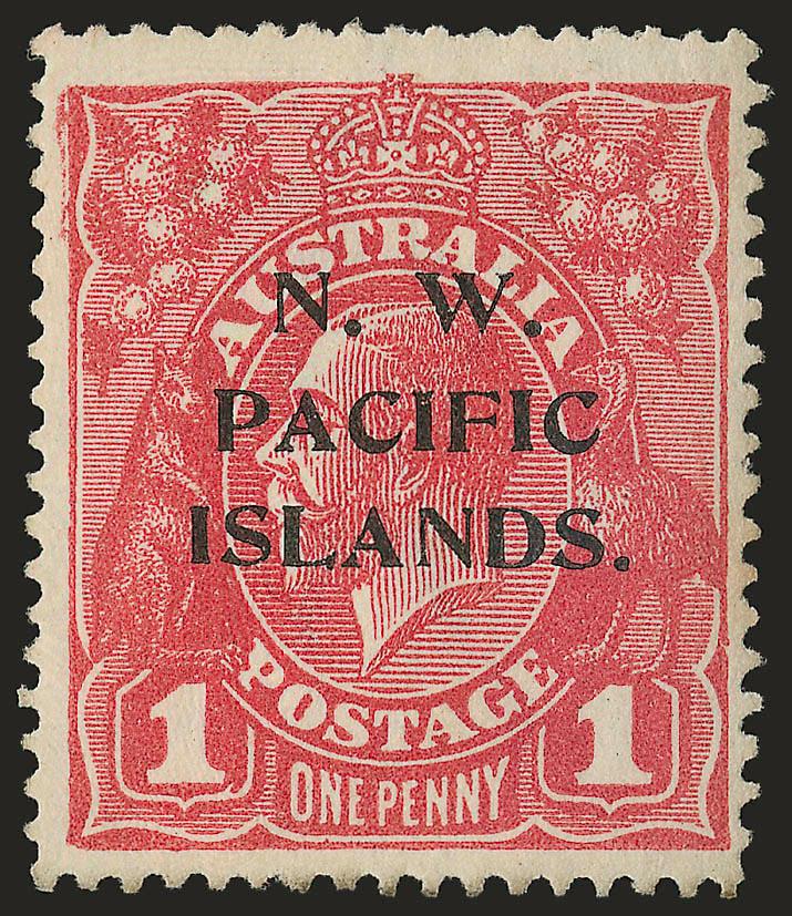 NORTHWEST PACIFIC ISLANDS, 1915-16, 1p Carmine, Substituted Cliche (12 var. SG 67ca).> Plate 2R, R64, unused (no gum), small corner crease, otherwise Very Fine, with 2007 B.P.A. certificate, Gibbons
value