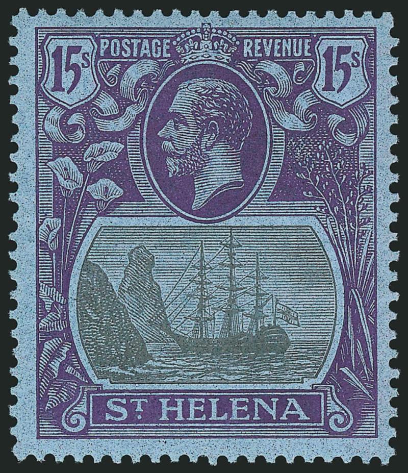 ST. HELENA, 1922, 15sh Violet & Black on Blue (94 SG 113).> Fresh and Very Fine, SG £850