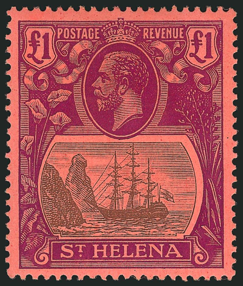 ST. HELENA,1922, £1 Red Violet and Black on Red (99 SG 96).> Well-centered, Very Fine, SG £400