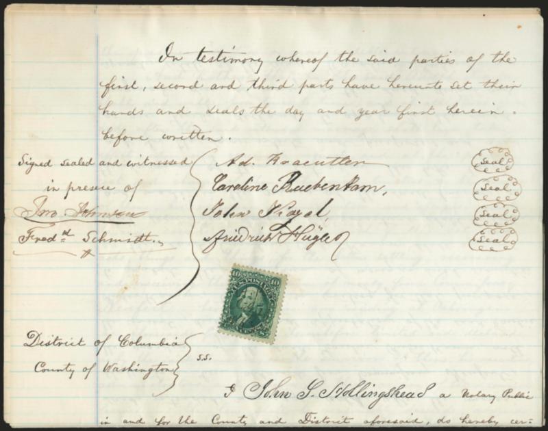 10c Yellow Green (68).> Cancelled by July 23, 1865 ms. and <used as Revenue on Indenture,> single corner perf crease at top left, appears Fine, attractive Revenue usage
