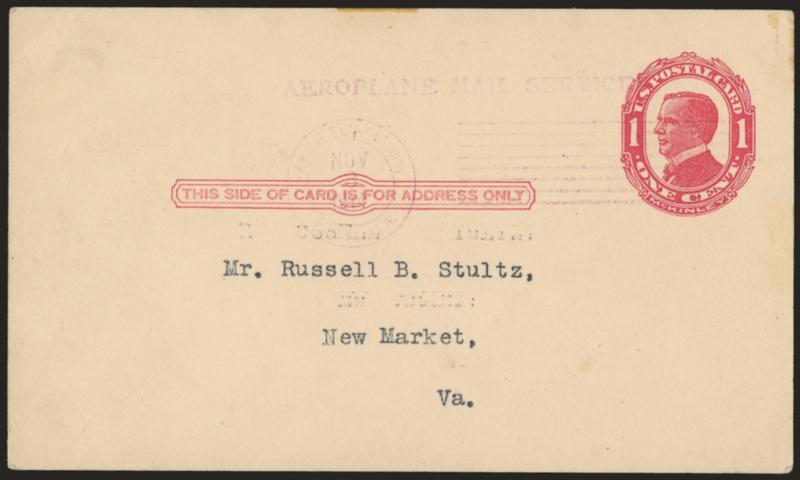 1914, Nov. 3-8, Troy Ala. Fair Grounds Aviation Meet (AAMC 83).> 1c postal card cancelled by show cachet, fresh and Very Fine, only 50 pieces were carried