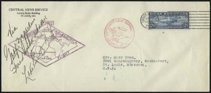 65c-$2.60 Graf Zeppelin (C13-C15).> Two legal-size cacheted flown round-trip covers, one with single $1.30 and two 65c, other single $2.60, tied by New York N.Y. Varick St. Sta. May 6, 1930 duplex circular
datestamps, combination cover creased but