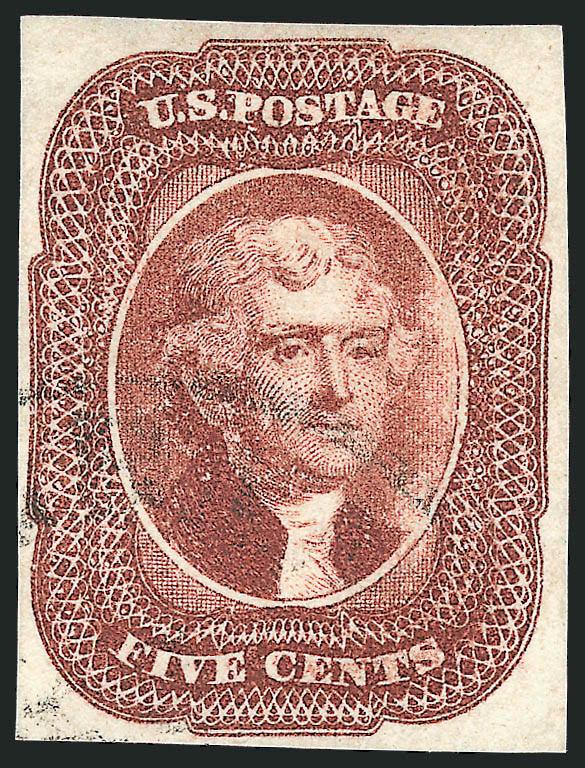 5c Red Brown, Defective Transfer (12).> Position 23R1, showing distinctive white cloud at right or portrait, large and even margins all around, light strike of circular datestamp leaves entire design clearly
visible<><>^VERY FINE AND CHOICE. A BE