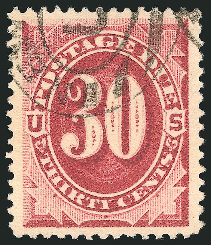 30c Bright Claret (J27).> Intense color, Jumbo margins all around, neat oval cancel, Extremely Fine Gem, a superb stamp in every respect, with 2001 P.F. certificate