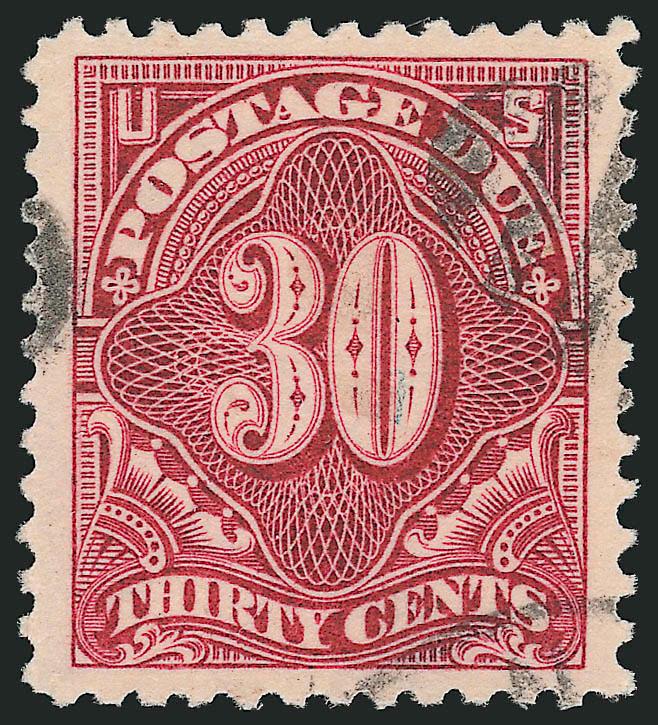 30c Deep Claret (J43).> Choice centering with wide and balanced margins, face free strike of grid cancel, Extremely Fine Gem, scarce in such superb condition, with 2005 P.S.E. certificate (XF-Superb 95 unpriced
as used in SMQ), this is the highest