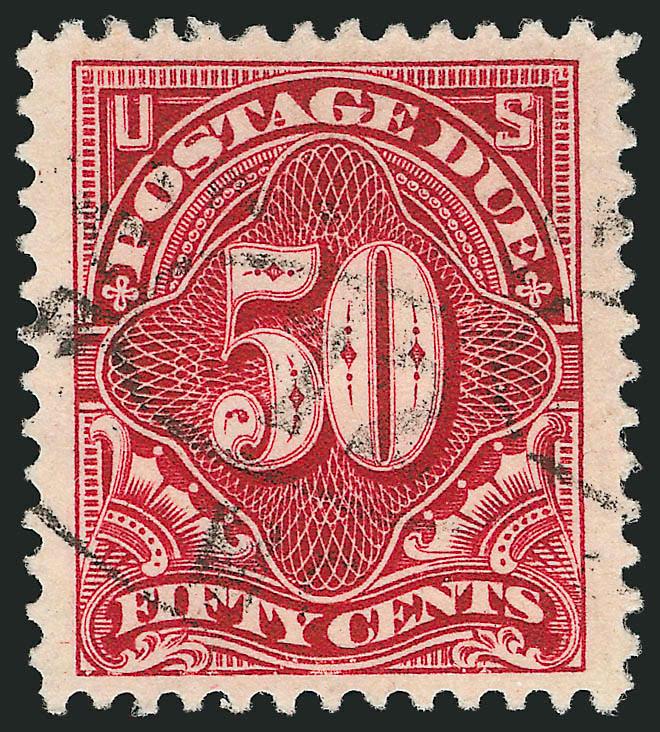 50c Deep Claret (J50).> Brilliant color, enormous margins all around, light strike of cancel leaves entire design clearly visible, Extremely Fine Gem, a superb stamp in every respect, with 2002 P.F.
certificate