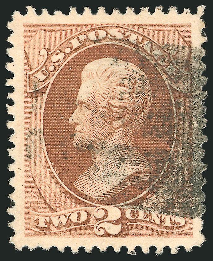 2c Red Brown, Grill (135).> H. Grill, perfectly centered with enormous even margins all around, clearly-defined grill, fresh color, bold strike of cork cancel, Extremely Fine Gem, a beautiful stamp, with 1999
A.P.S. and 2001 P.F. certificates