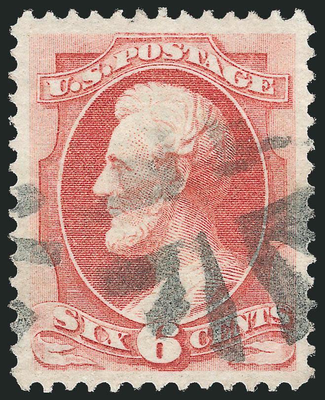 6c Carmine, Grill (137).> H. Grill, gorgeous centering with wide and balanced margins all around, radiant color, discernible grill points, neat strike of crossroads cancel, long and full perforations all
around<><>^EXTREMELY FINE GEM. A SUPERB USED