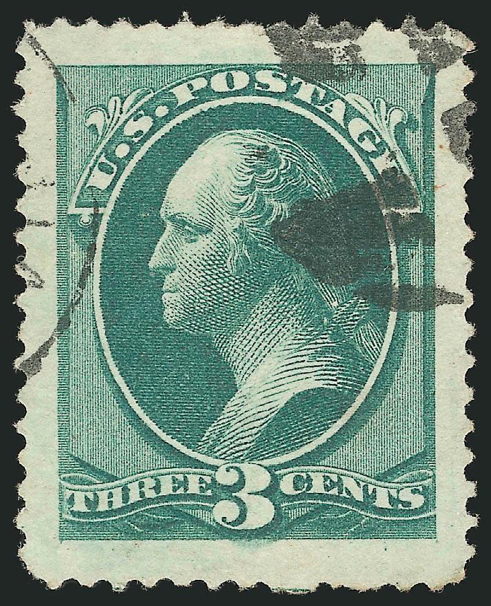 3c Green (158).> Perfectly centered with massive Jumbo margins, neat face-free cork cancel, brilliant color, Extremely Fine Gem, a phenomenal stamp in every respect and without question one of the finest in
existence, with 2003 P.F. certificate