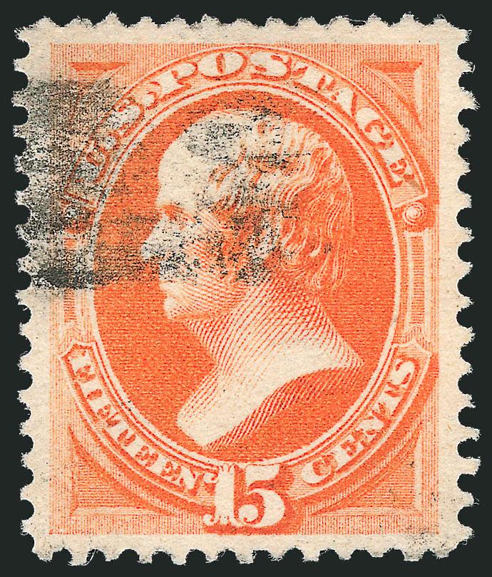 15c Red Orange, Double Transfer (189 var).> Clear double transfer in ^ENTS^ of ^CENTS^, deep rich color, gorgeous centering with wide and balanced margins, cork cancel, Extremely Fine Gem, a magnificent example
of this variety, ex Floyd, with 200