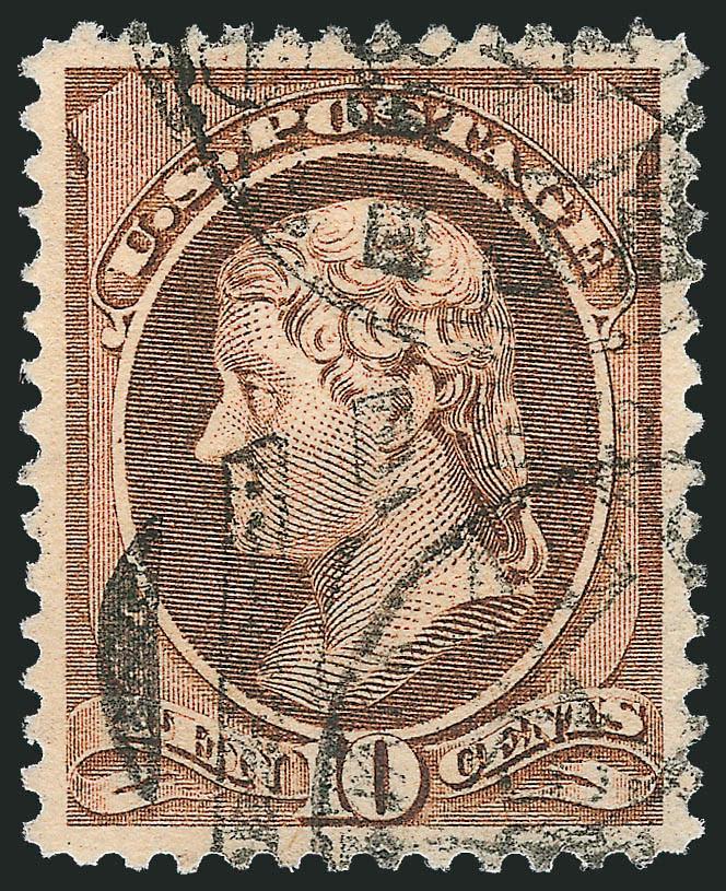 10c Brown (209).> Rich color and proof-like impression, beautiful centering with wide and balanced margins, bold strikes of duplex and circular datestamp cancels, Extremely Fine Gem, a superb stamp in every
respect, with 2000 A.P.S. and 2003 P.F. cer