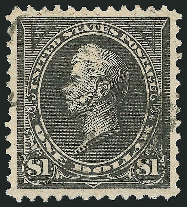 $1.00 Black, Ty. I (276).> Perfectly centered with wide even margins, light cancel leaves design clearly visible, intense shade on brilliant paper<><>^EXTREMELY FINE GEM. A MAGNIFICENT USED EXAMPLE OF THE $1.00
TYPE I WATERMARKED BUREAU ISSUE, WHIC