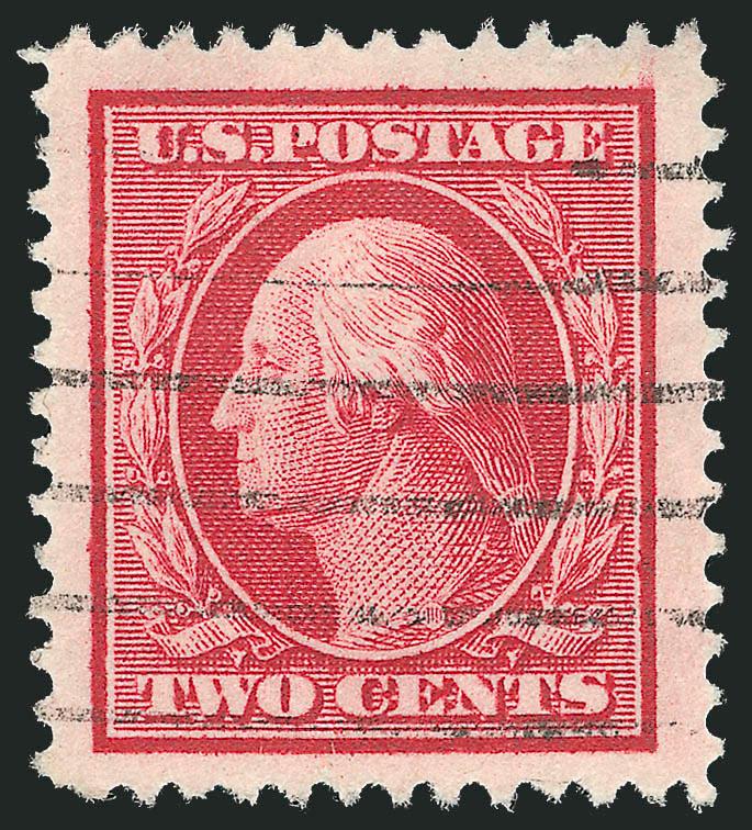 2c Carmine (332).> Intense shade, light machine cancel, Jumbo margins and superb centering, Extremely Fine Gem, a phenomenal stamp