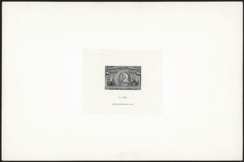 1c-$5.00 Columbian, Large Die Proofs on India (230P1-245P1).> On approximately 225 x 150mm cards with full die sinkage, beautiful colors, each with die no. and imprint in die sinkage area, few trivial corner
bends<><>^VERY FINE. A BEAUTIFUL SET OF