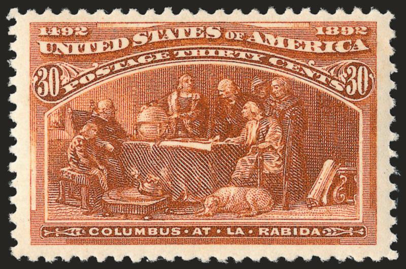 30c Columbian (239).> Original gum, lightly hinged, deep rich color nicely complemented by bright paper, unusually wide margins, Extremely Fine, a pretty stamp