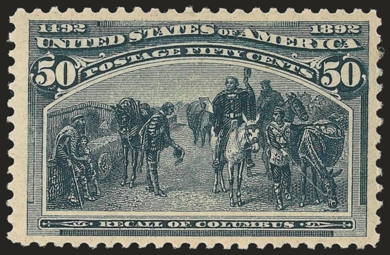 50c Columbian (240).> Original gum, barest trace of hinging, pretty shade, wide margins, fresh and Very Fine