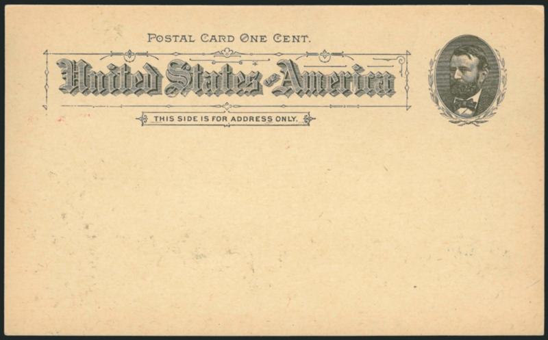 1c Manufacturers and Liberal Arts Building, Columbian Exposition Card, Back Inverted (UPSS Set No. 2, EX17 var).> Unused, fresh and Very Fine, scarce variety, unlisted in UPSS