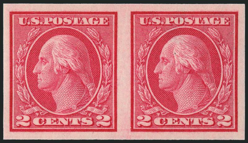 2c Carmine, Ty. I, Imperforate Coil (459).> Mint N.H. pair, huge even margins, brilliant color, Extremely Fine Gem, with 2005 P.S.E. certificate (Superb 98 SMQ $1,000.00)