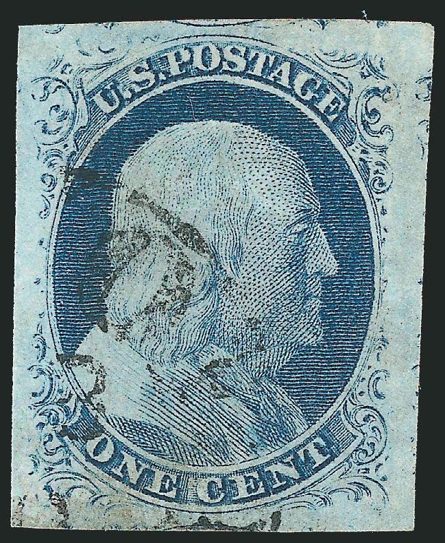 1c Blue, Ty. IV (9).> Large to huge margins incl. part of two adjoining stamps, bold strike of circular datestamp, fresh and Extremely Fine, with 2006 P.S.E. certificate (XF 90 Jumbo SMQ $310.00 as 90, $860.00
as 95)