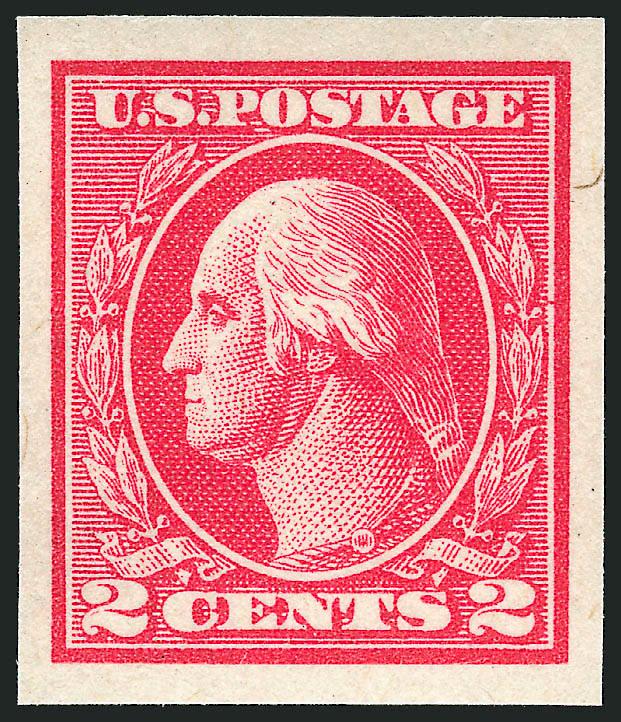 2c Carmine, Ty. V, Imperforate (533).> Tiny moisture spot on gum but otherwise never hinged, huge balanced margins, Extremely Fine, with photocopy of 1984 P.F. certificate for block of four (top left stamp),
Scott Retail as hinged