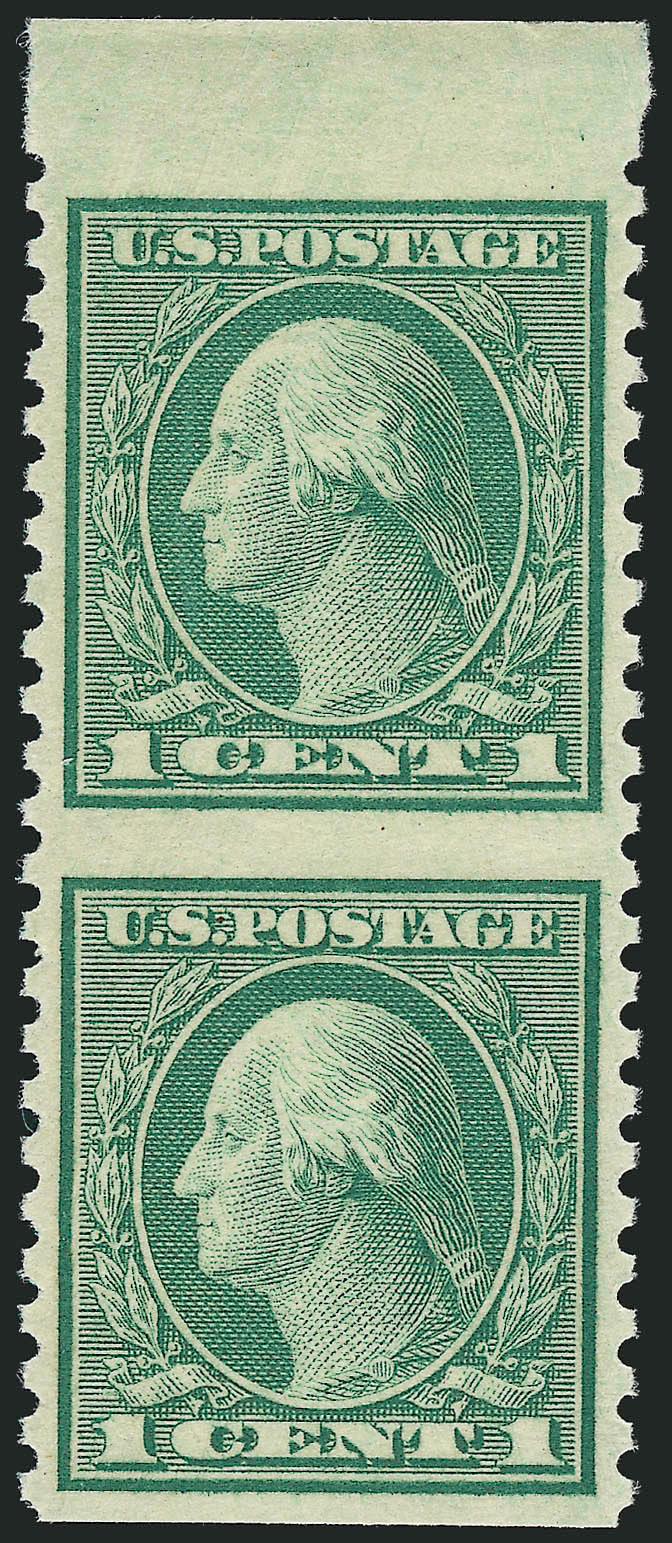 1c Green, Rotary Perf 11 x 10, Vertical Pair, Imperforate Horizontally (538a).> Mint N.H., almost perfectly centered, bright and crisp, Extremely Fine, with 2007 P.S.E. certificate