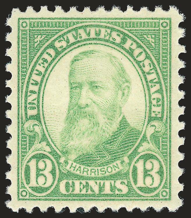 13c Yellow Green (694).> Mint N.H., brilliant color, wide and balanced margins, Extremely Fine Gem, with 2006 P.S.E. certificate (Superb 98 SMQ $440.00)